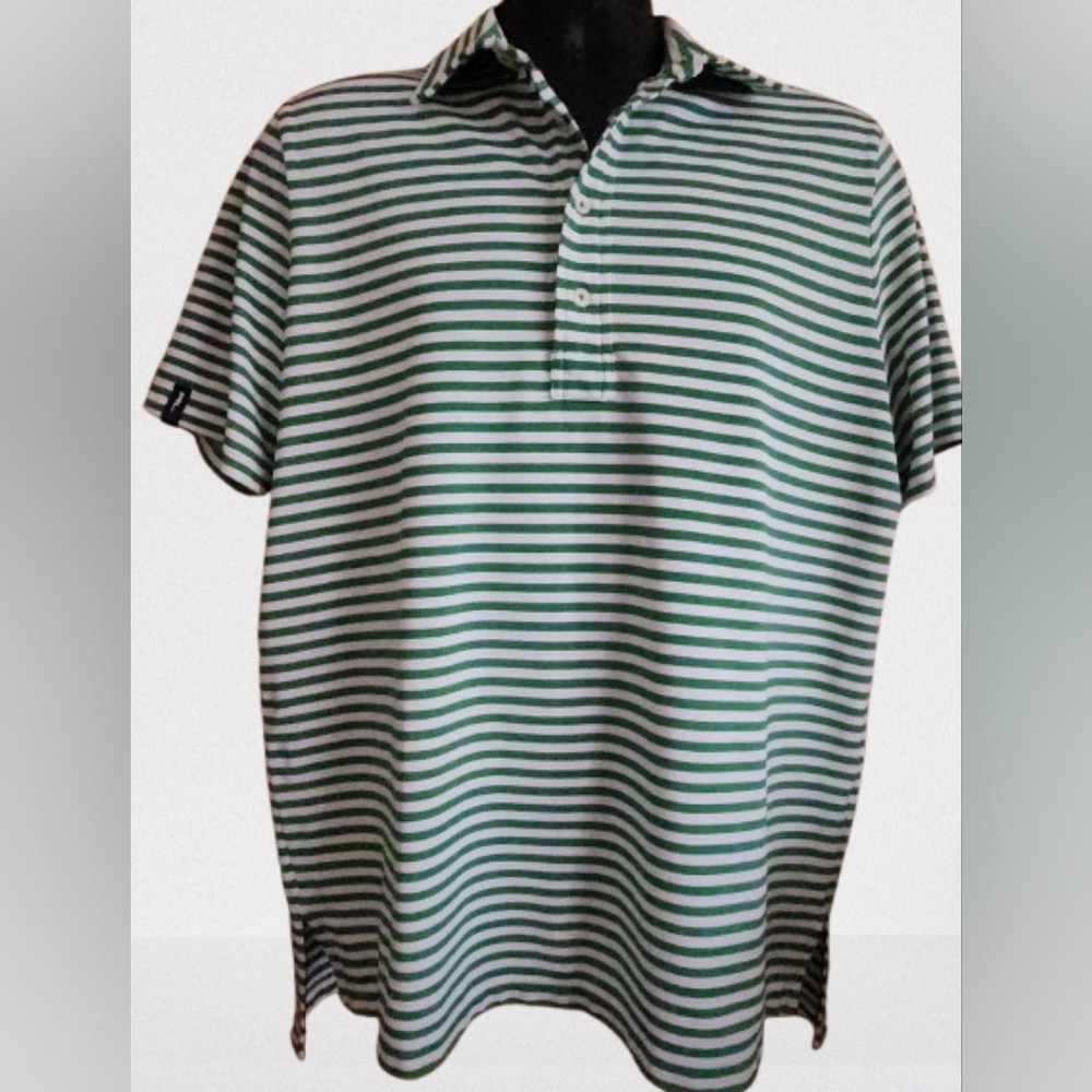 Black Label Ralph Lauren Men's Polo Green/White Stripes Size M